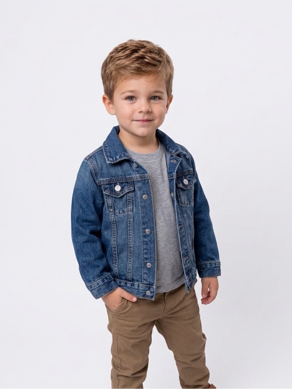 Disney Boys' Dark Blue Denim Jean Jacket with embroidered Mickey Mouse